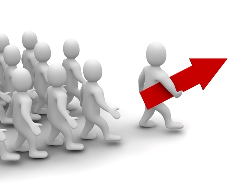 Leader on his way to success. 3d rendered illustration.
