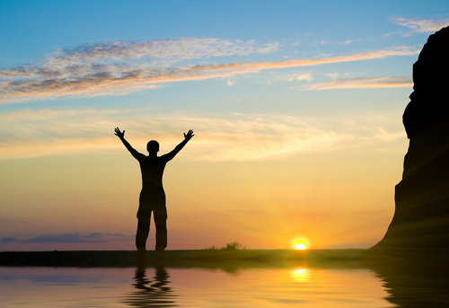 silhouette of man on the sunset