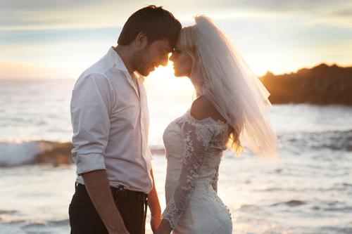 Romantic marriage couple on the perfect honeymoon