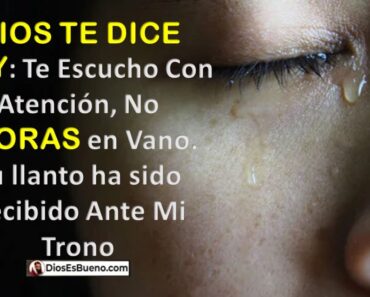 DIOS TE DICE HOY: Te Escucho Con Atención, No lloras en Vano. Tu llanto ha sido Recibido Ante Mi Trono